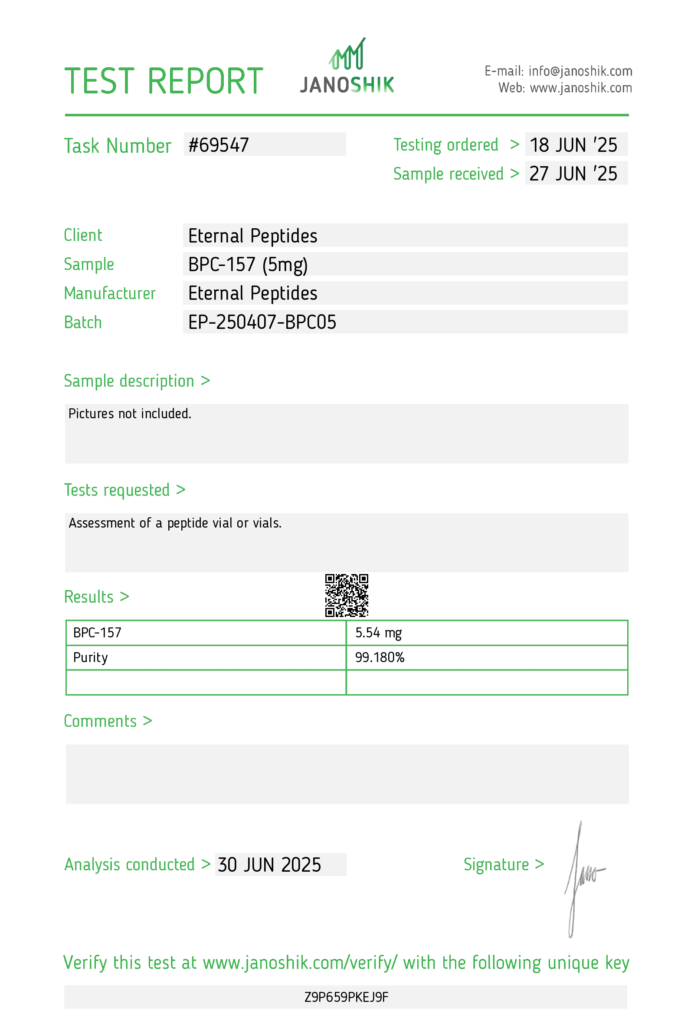 Lab Tests 10 BPC 157 5mg Test Report 69547