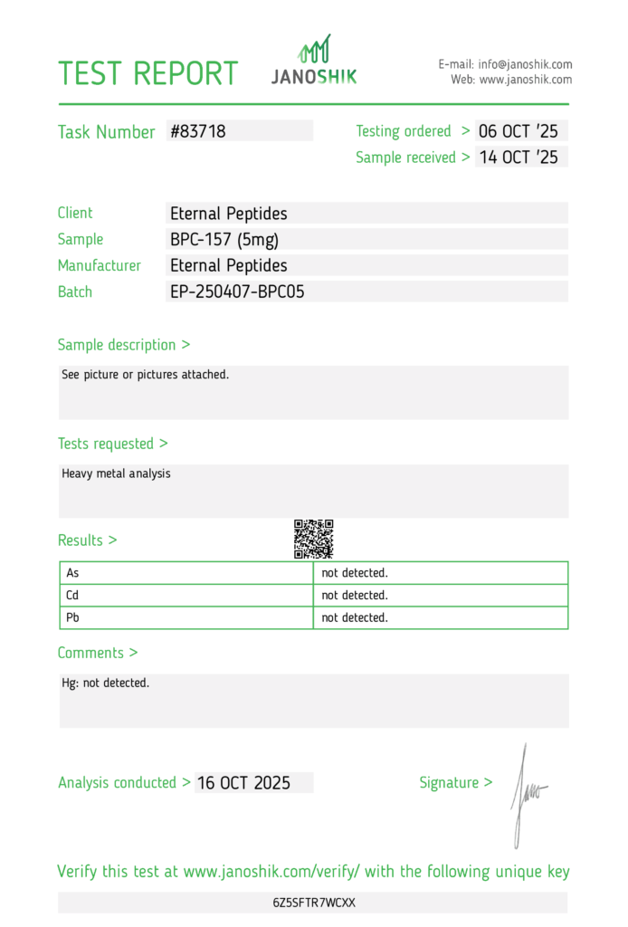 Lab Tests 9 BPC 157 5mg Test Report 83718