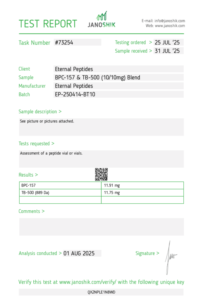 Lab Tests 72 BPC 157 TB 500 10 10mg Blend Test Report 73254