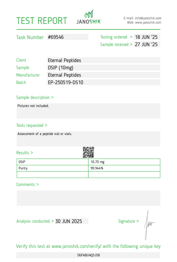 Lab Tests 86 DSIP 10mg Test Report 69546
