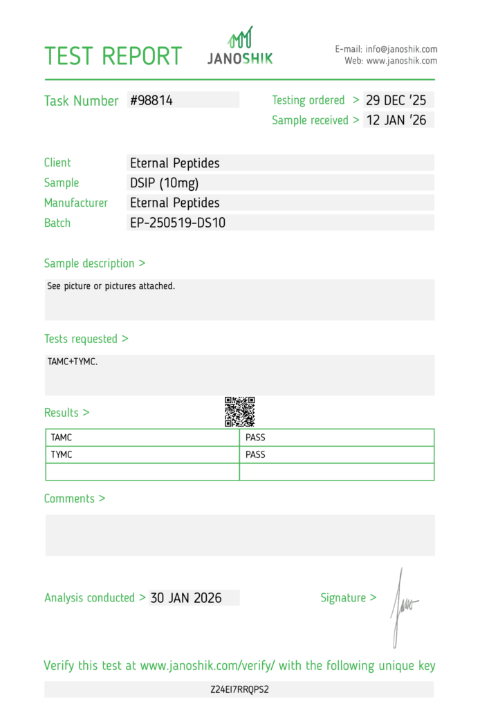 Lab Tests 85 DSIP 10mg Test Report 98814