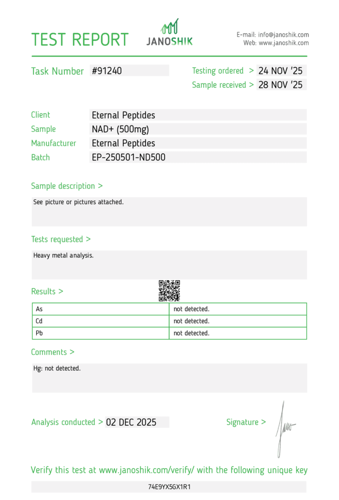 Lab Tests 70 NAD 500mg Test Report 91240