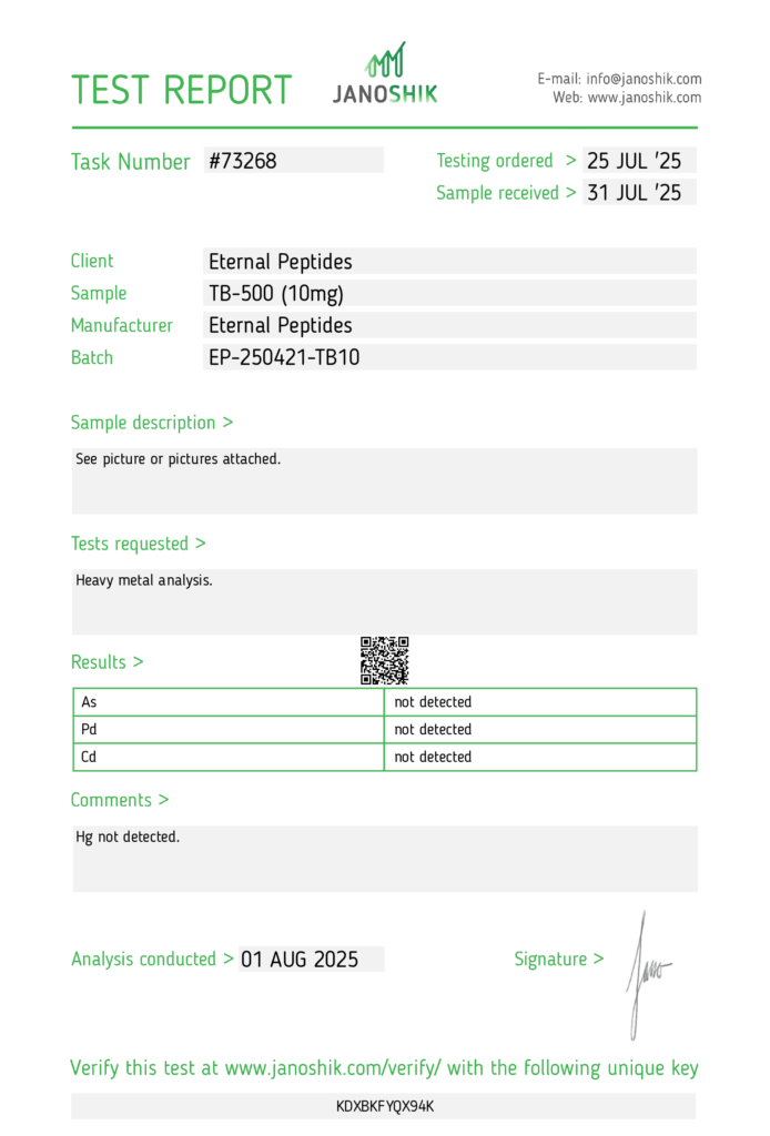 Lab Tests 48 TB 500 10mg Test Report 73268