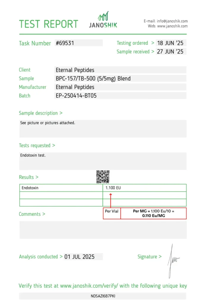 Lab Tests 19 BPC 157 TB 500 5 5mg bpc tb 5 5mg endotoxin